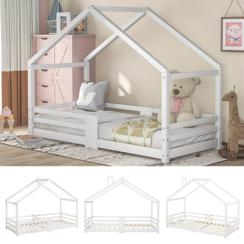 Hausbett aus Kiefernholz in Weiß 90 X 200 Cm