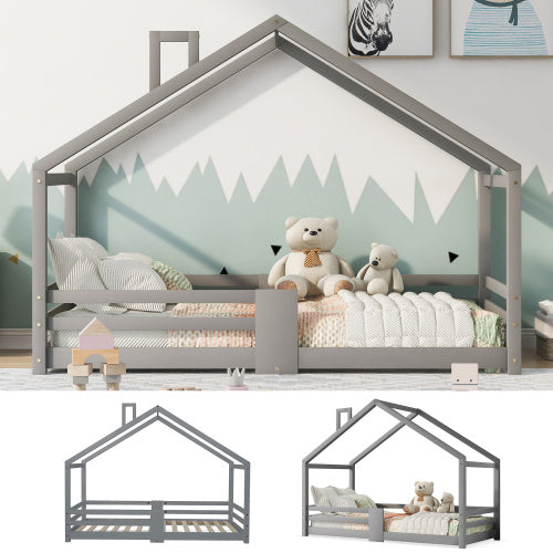 Hausbett aus Kiefernholz in Grau 90x 200 cm