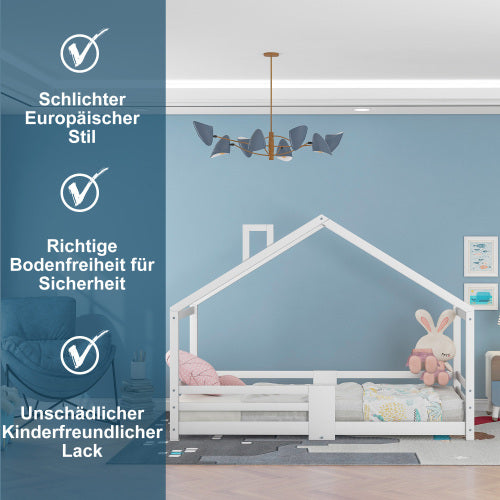 Hausbett aus Kiefernholz in Weiß 90 X 200 Cm
