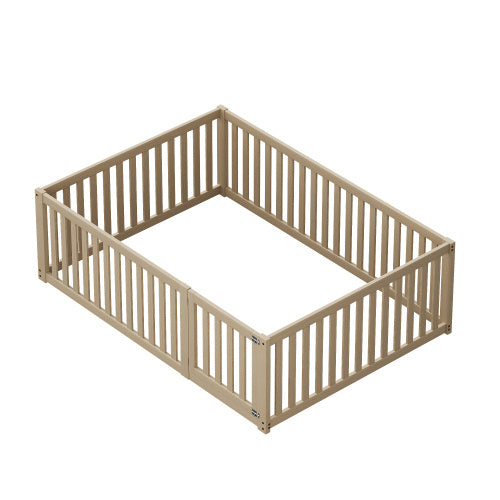 Kinderbett 140 X 200  Holzboden Bettrahmen Mit Zaun und Tür