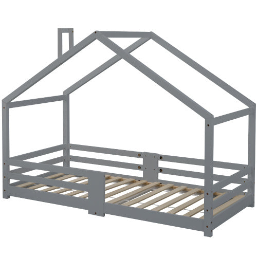 Hausbett aus Kiefernholz in Grau 90x 200 cm