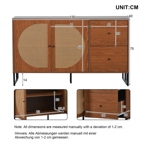 Designer Kommode/ Sideboard mit Schubladen in Walnuss