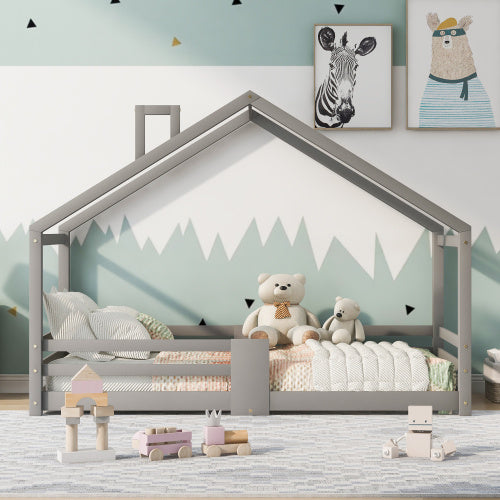 Hausbett aus Kiefernholz in Grau 90x 200 cm